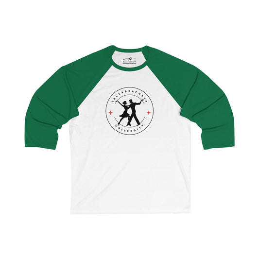 Salsa & Bachata University 3/4 Sleeve Baseball Tee | Latin Dance Academy | Partner Dance School Raglan | Dancer Lifestyle | Dance Humor
