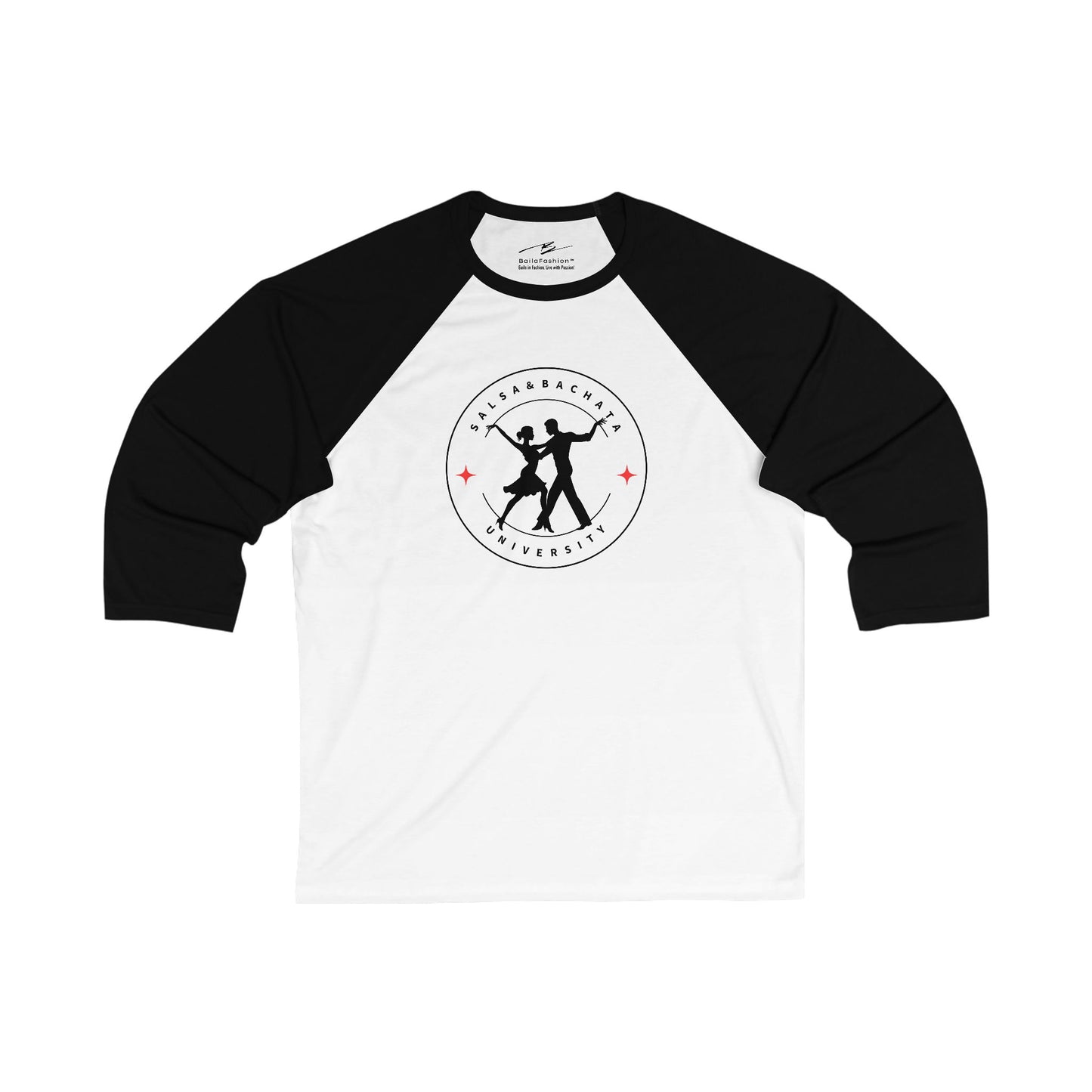 Salsa & Bachata University 3/4 Sleeve Baseball Tee | Latin Dance Academy | Partner Dance School Raglan | Dancer Lifestyle | Dance Humor