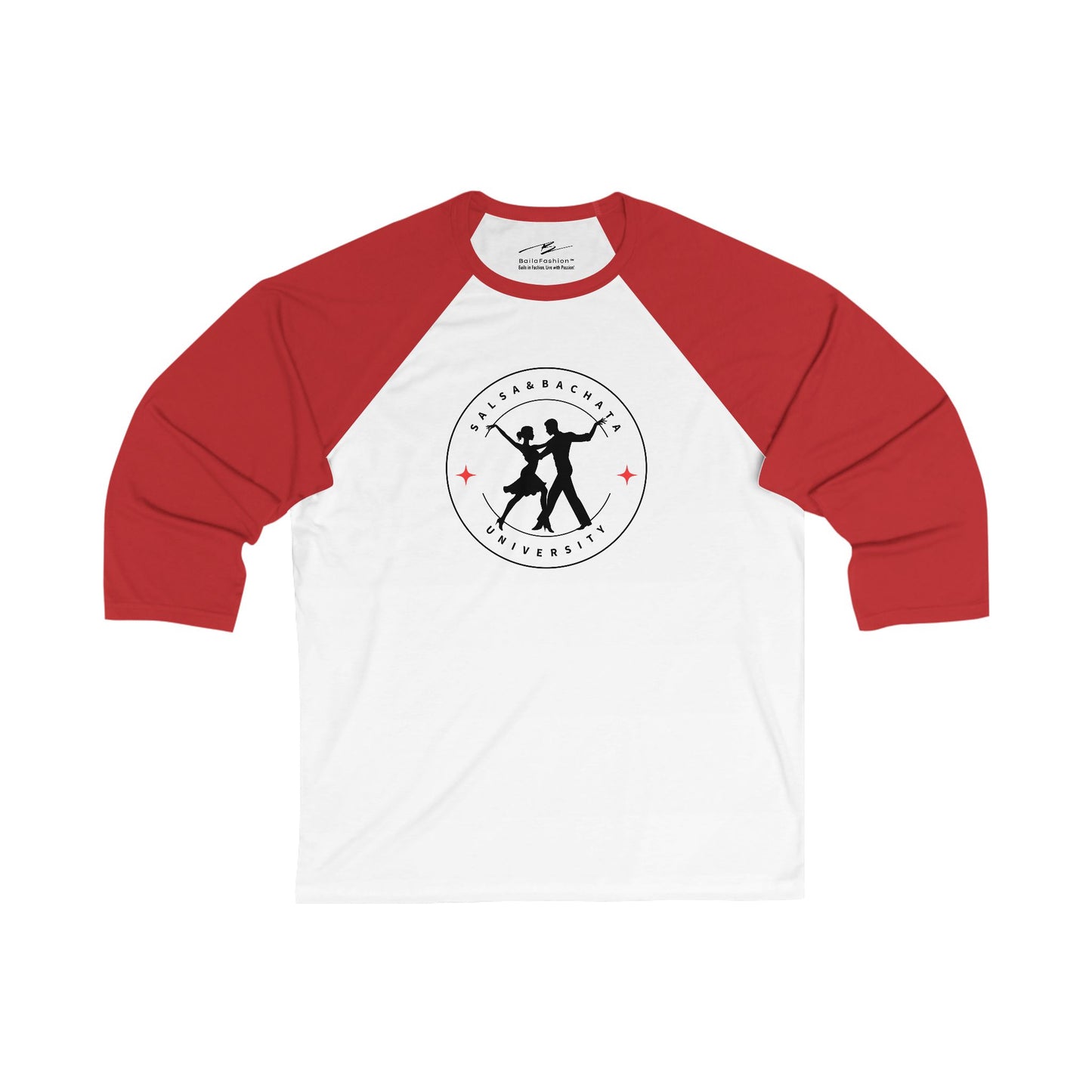 Salsa & Bachata University 3/4 Sleeve Baseball Tee | Latin Dance Academy | Partner Dance School Raglan | Dancer Lifestyle | Dance Humor