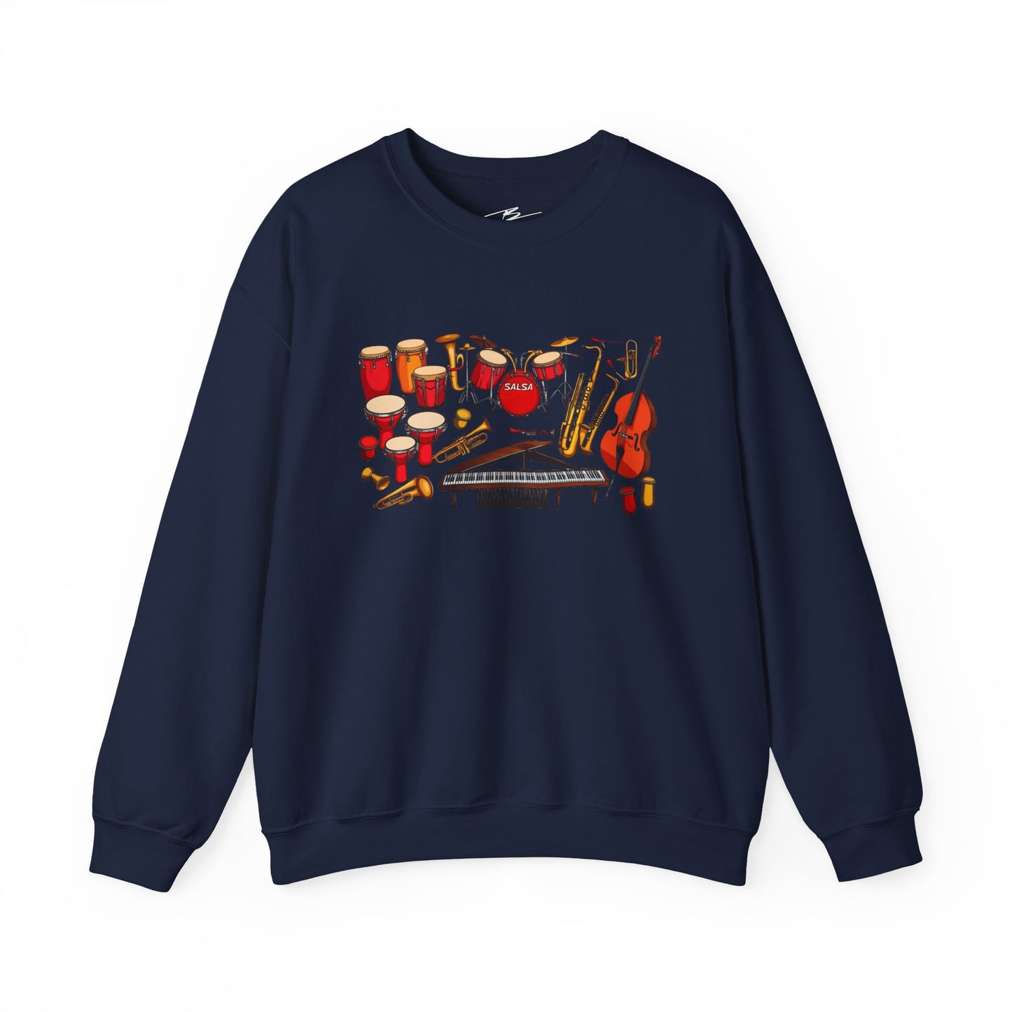 Salsa Orchestra Instruments Sweatshirt | Latin Music Band Art | Musician Dancer Gift | Vibrant Red Gold Design | Comfy Casual Couple Wear