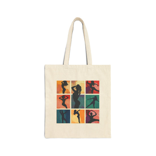 Dance Silhouettes Tote Bag | Latin Body Movement Art | Colorful Dance Poses Collage | Salsa Bachata Carry All | BailaFashion Dance Lifestyle