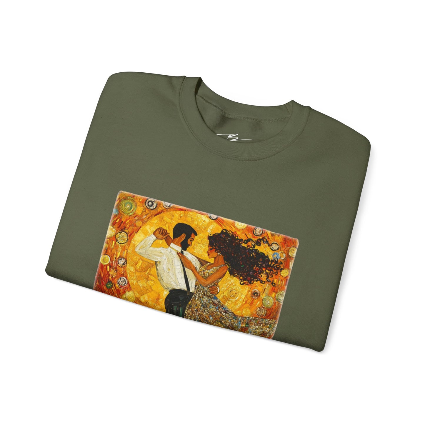 Golden Rhythm Dance Sweatshirt | Latin Dancer Couple | Bachata Salsa | BailaFashion Dance Lifestyle | Klimt Inspired Art | Cozy Sweater