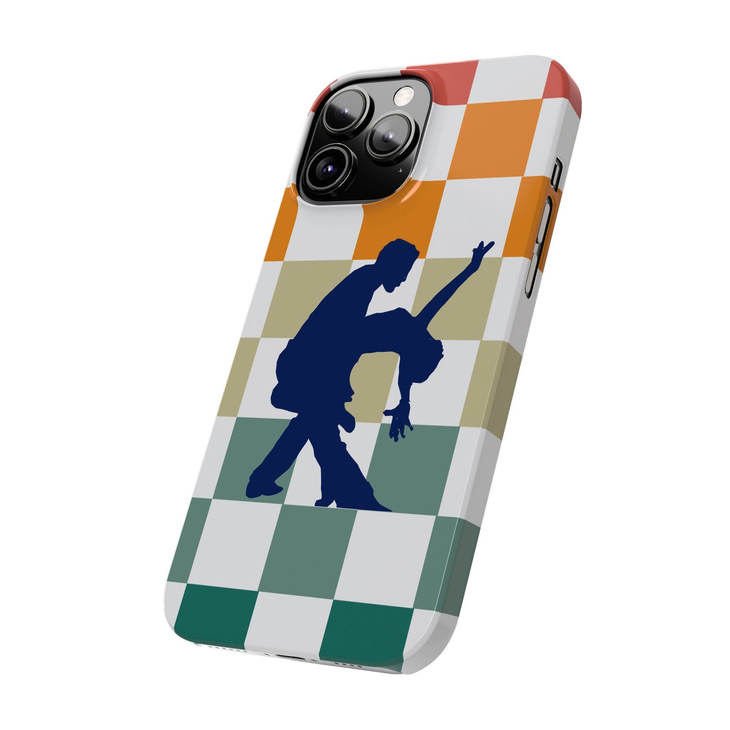 Bachata Dip iPhone Case | Retro Dance Silhouette | Colorful Checkerboard Design | BailaFashion Dance Lifestyle