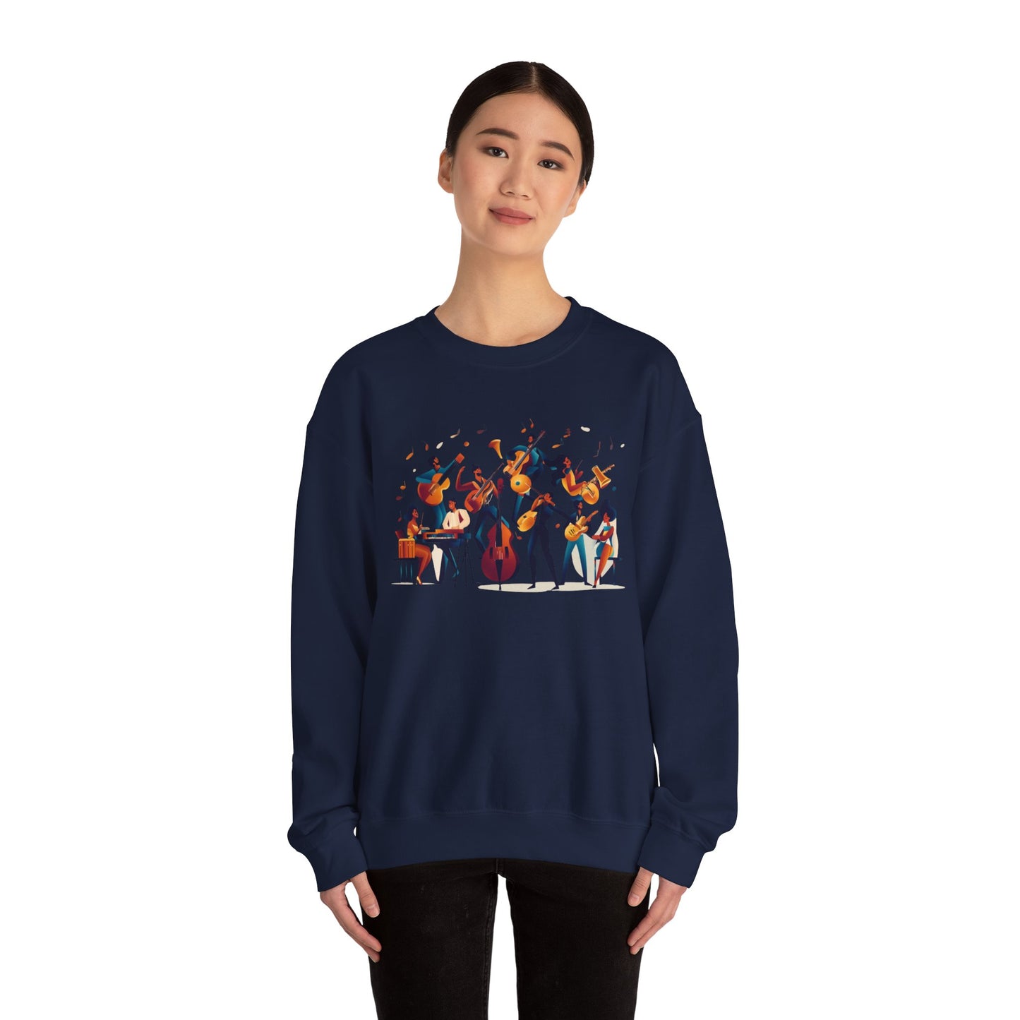 Salsa Orchestra Band Sweatshirt | Modern Music Art | Latin Jazz Illustration | Musician Dancer Gift | BailaFashion Comfy Couple Casual Wear