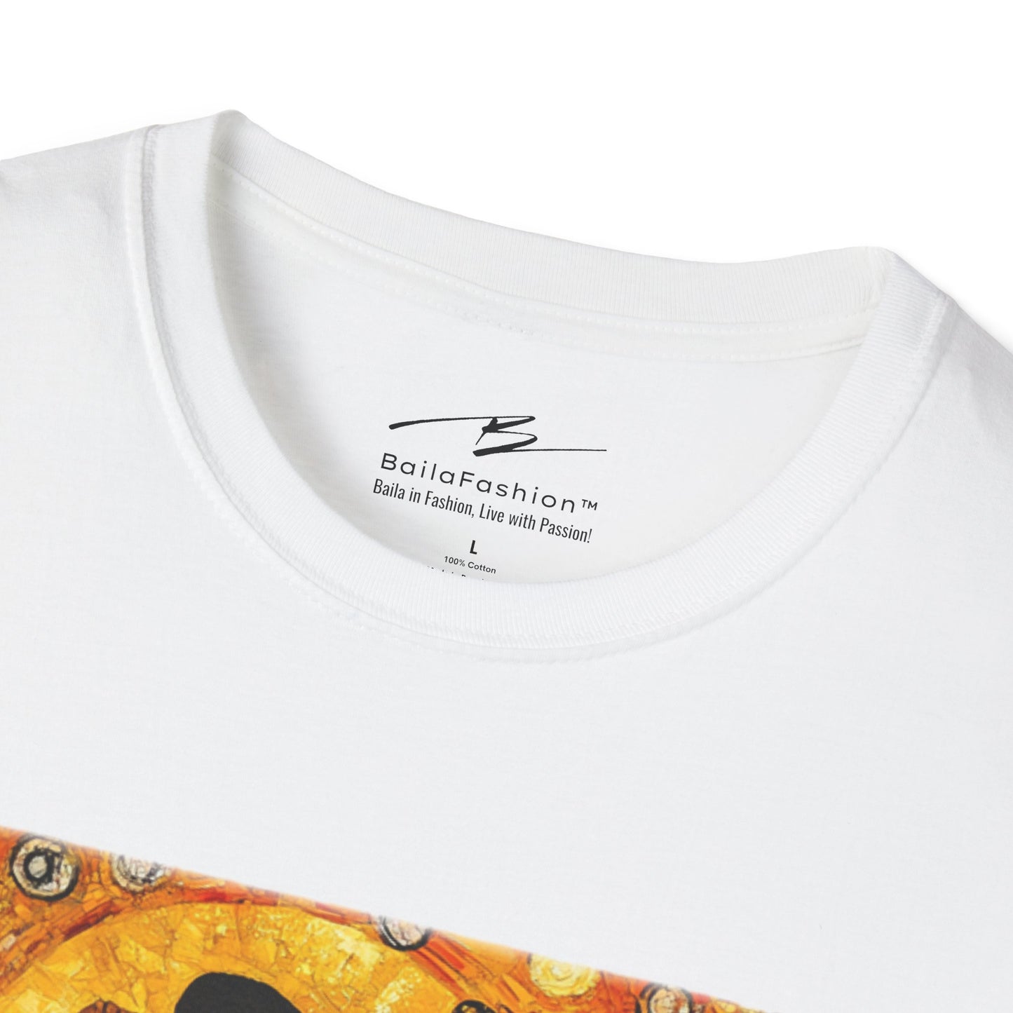 Golden Rhythms Art T-Shirt | Klimt-Inspired Latin Dance Art | Salsa Bachata Couple | Dance Lifestyle StreetWear | BailaFashion Casual Wear