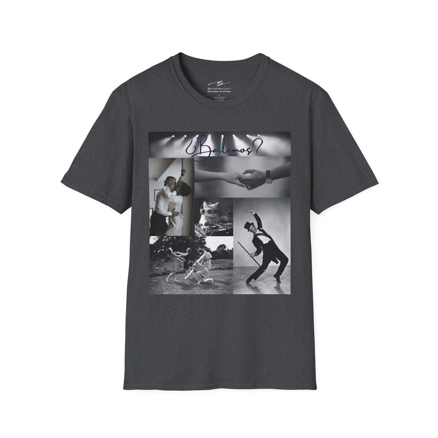 Bailamos Dance Collage T-shirt | DJ Cat Latin Dance Moments | Vintage Dance Couples | Matching Dance Tops | Dance Lifestyle | Practice Tee