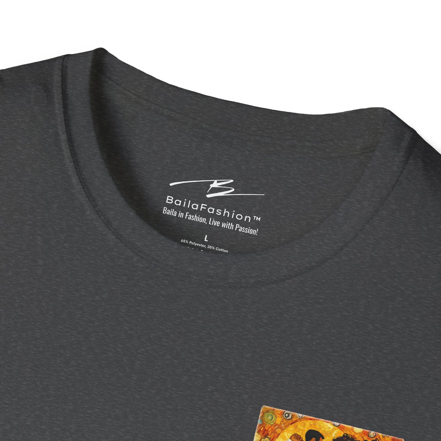 Golden Rhythm Pocket Print T-Shirt | Klimt-Inspired Latin Dance Art | Salsa Bachata Couple Top | Unisex Practice Tee | Studio Dance Wear