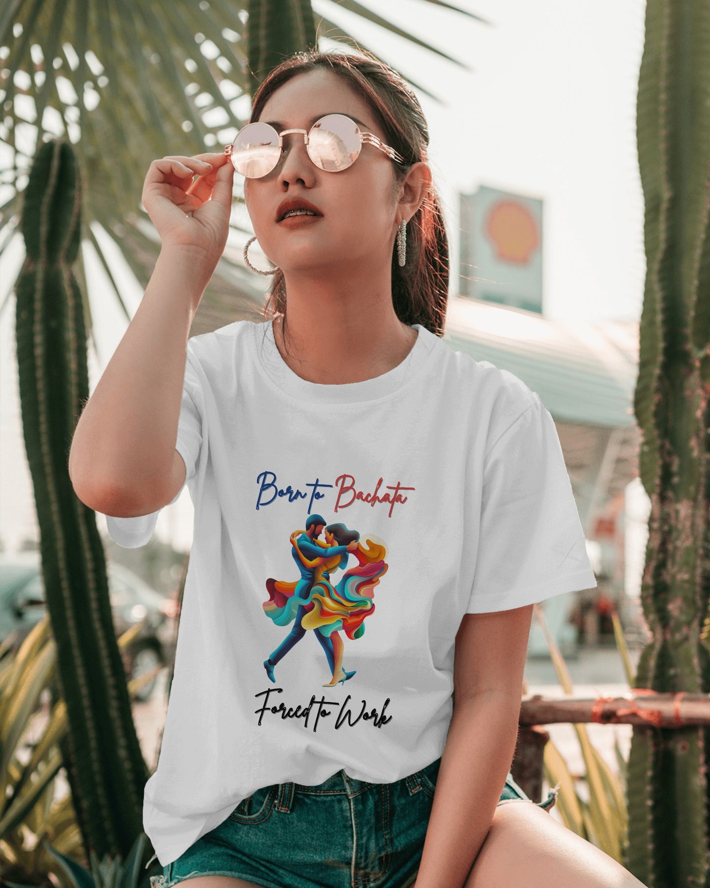Born To Bachata, Forced To Work T-Shirt | Latin Dance Tee | Vibrant Bachetero Bachatera Dancer Shirt | Funny Gift | Colorful Dance Apparel