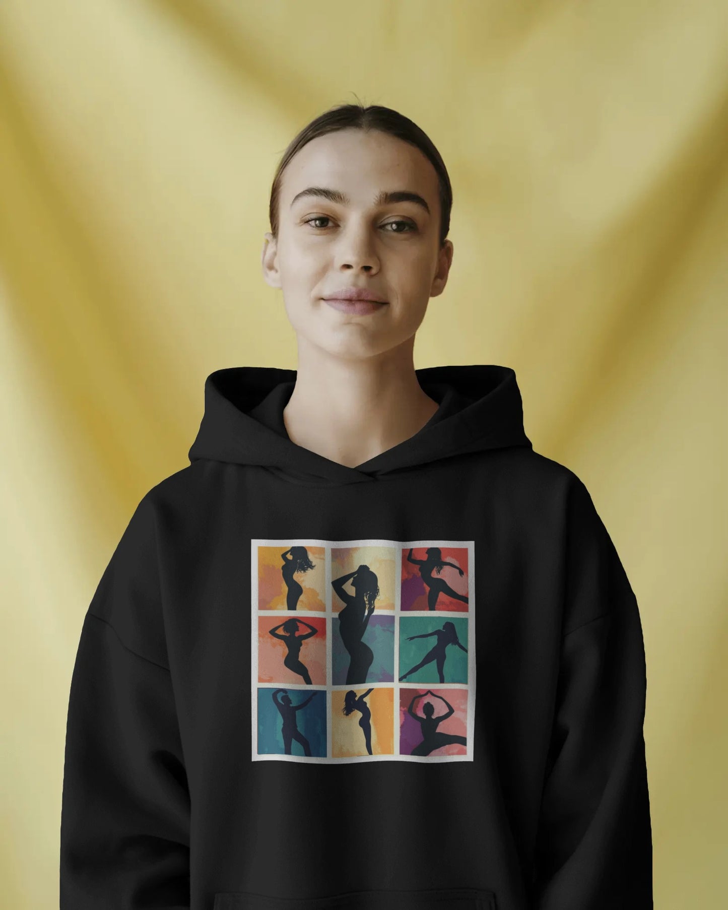 Dance Silhouette Hoodie | Colorful Latin Dance Art | Salsa Bachata Dancer Grid Design | Vibrant Dance Silhouettes | BailaFashion Lifestyle