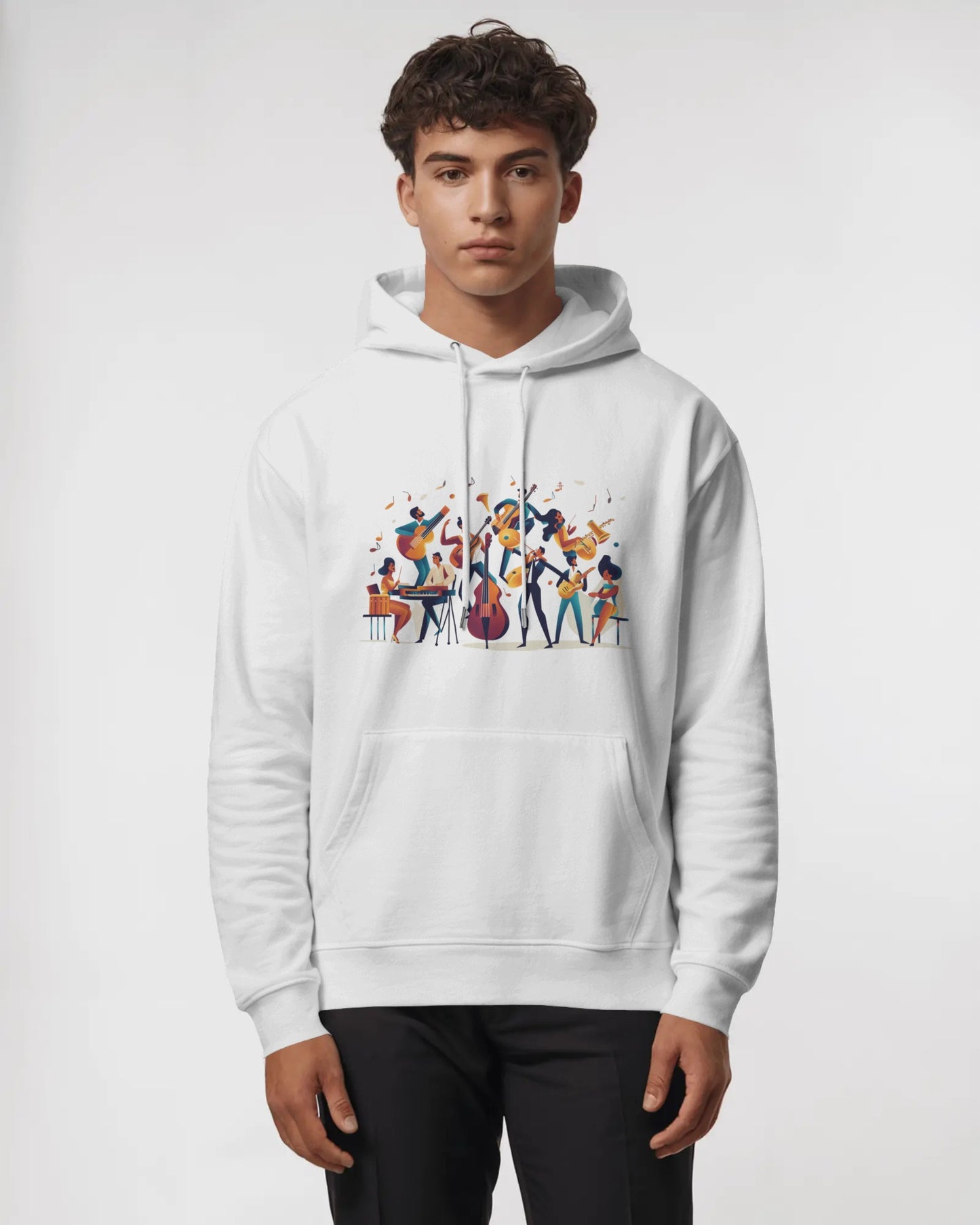 Salsa Orchestra Band Hoodie | Modern Music Art | Latin Jazz Illustration | Musician Dancer Gift | BailaFashion Comfy Casual Couple Wear