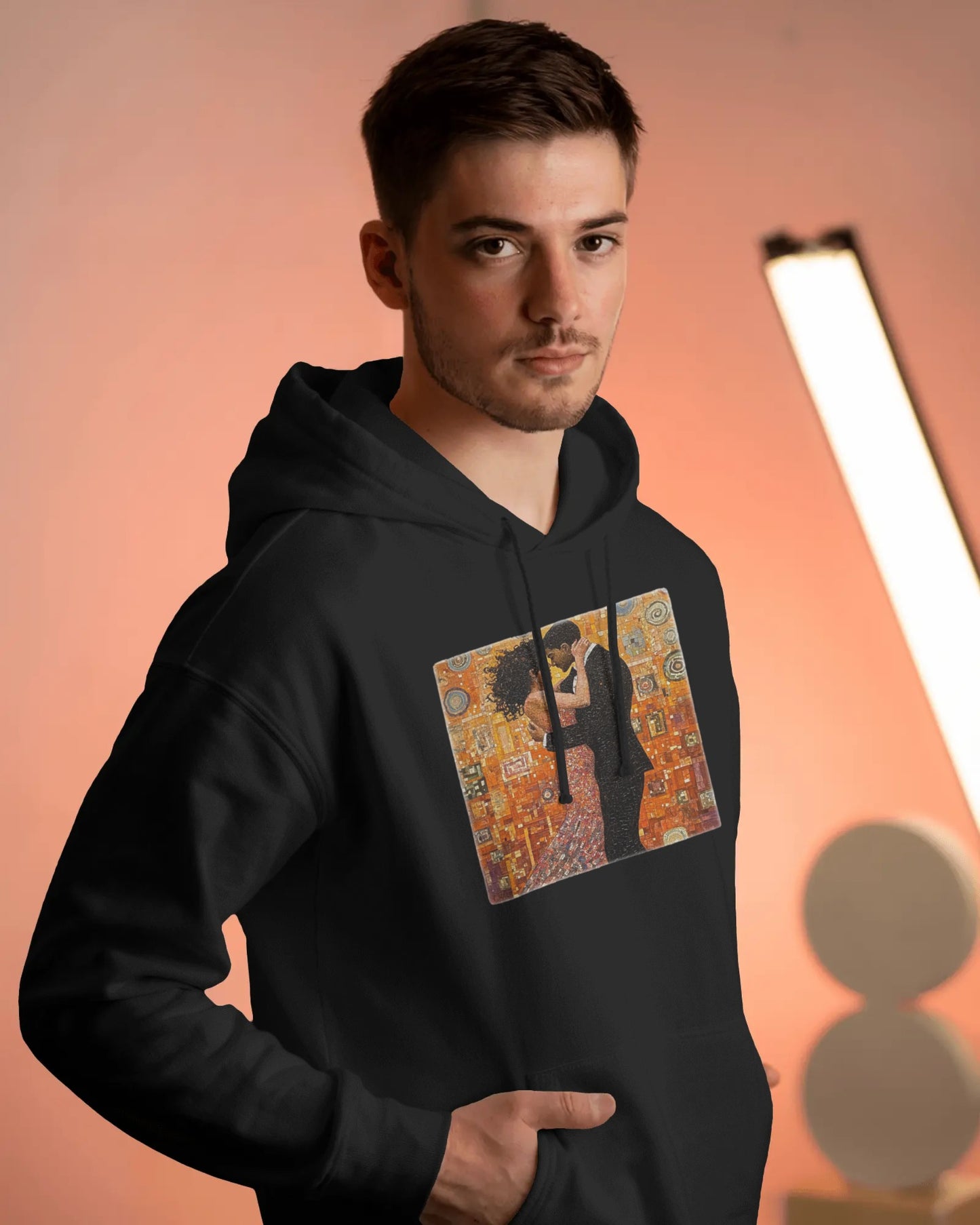 Amber Embrace Dance Hoodie | Intimate Bachata Connection | Latin Dance Couple Apparel | Sensual Dance Art | BailaFashion Dance Lifestyle