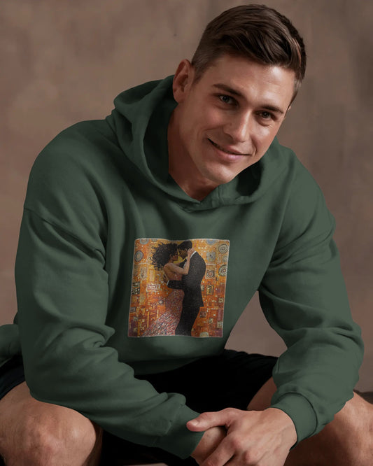 Amber Embrace Dance Hoodie | Intimate Bachata Connection | Latin Dance Couple Apparel | Sensual Dance Art | BailaFashion Dance Lifestyle