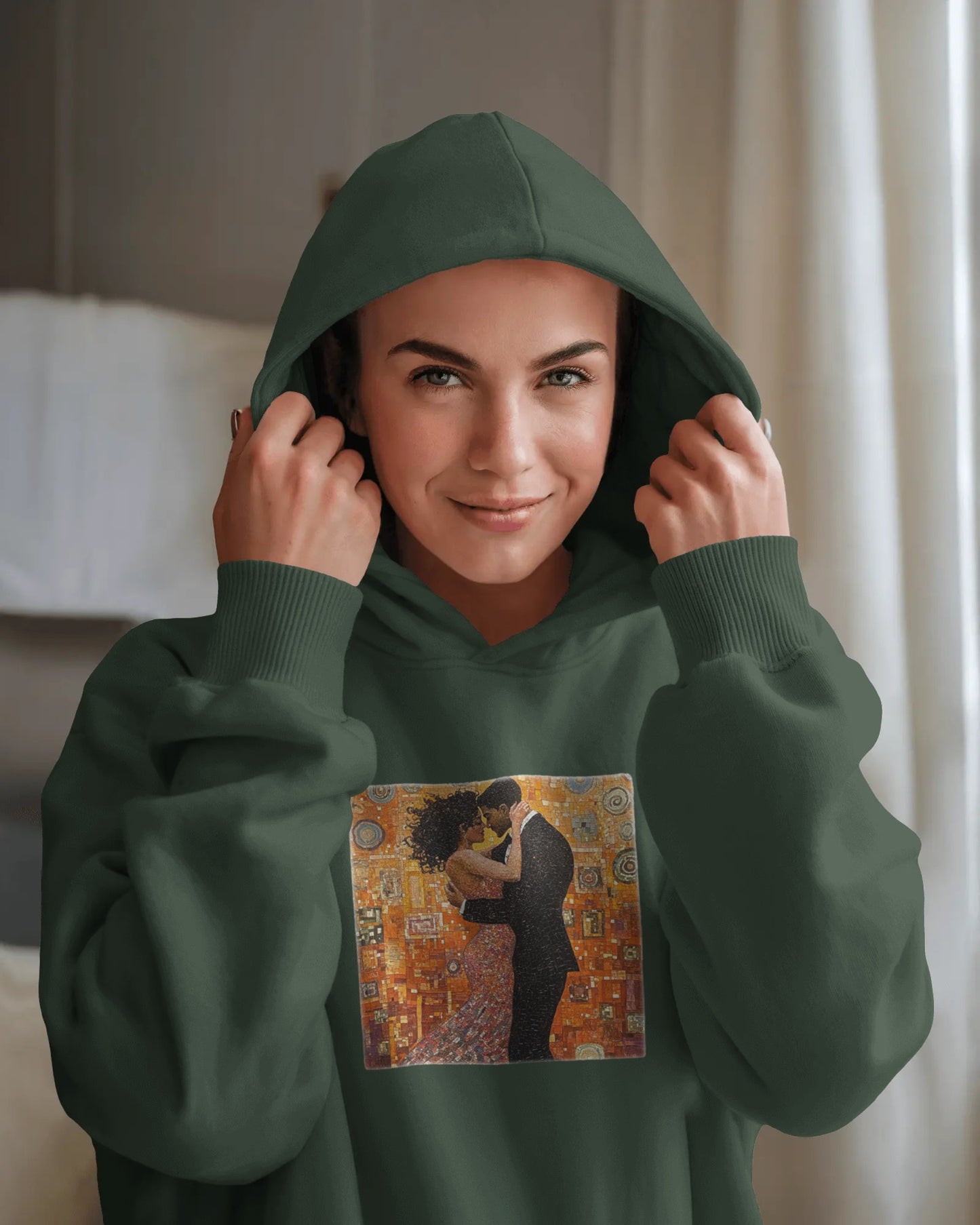 Amber Embrace Dance Hoodie | Intimate Bachata Connection | Latin Dance Couple Apparel | Sensual Dance Art | BailaFashion Dance Lifestyle