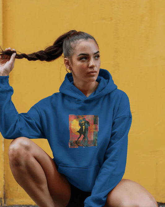 Sunset Connection Hoodie | Latin Dance Silhouette Art | Salsa Bachata Dancer Gift | Vibrant Dance Embrace | BailaFashion Dance Lifestyle