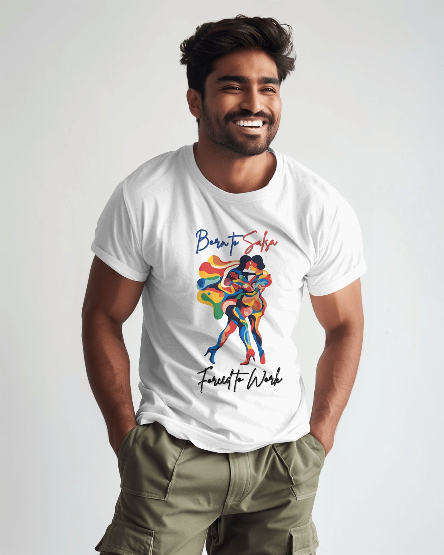 Born To Salsa Forced To Work T-Shirt | Latin Dance Tee | Vibrant Salsa Dancer Shirt | Funny Dance Gift | Colorful Dance Apparel | Daily Wear