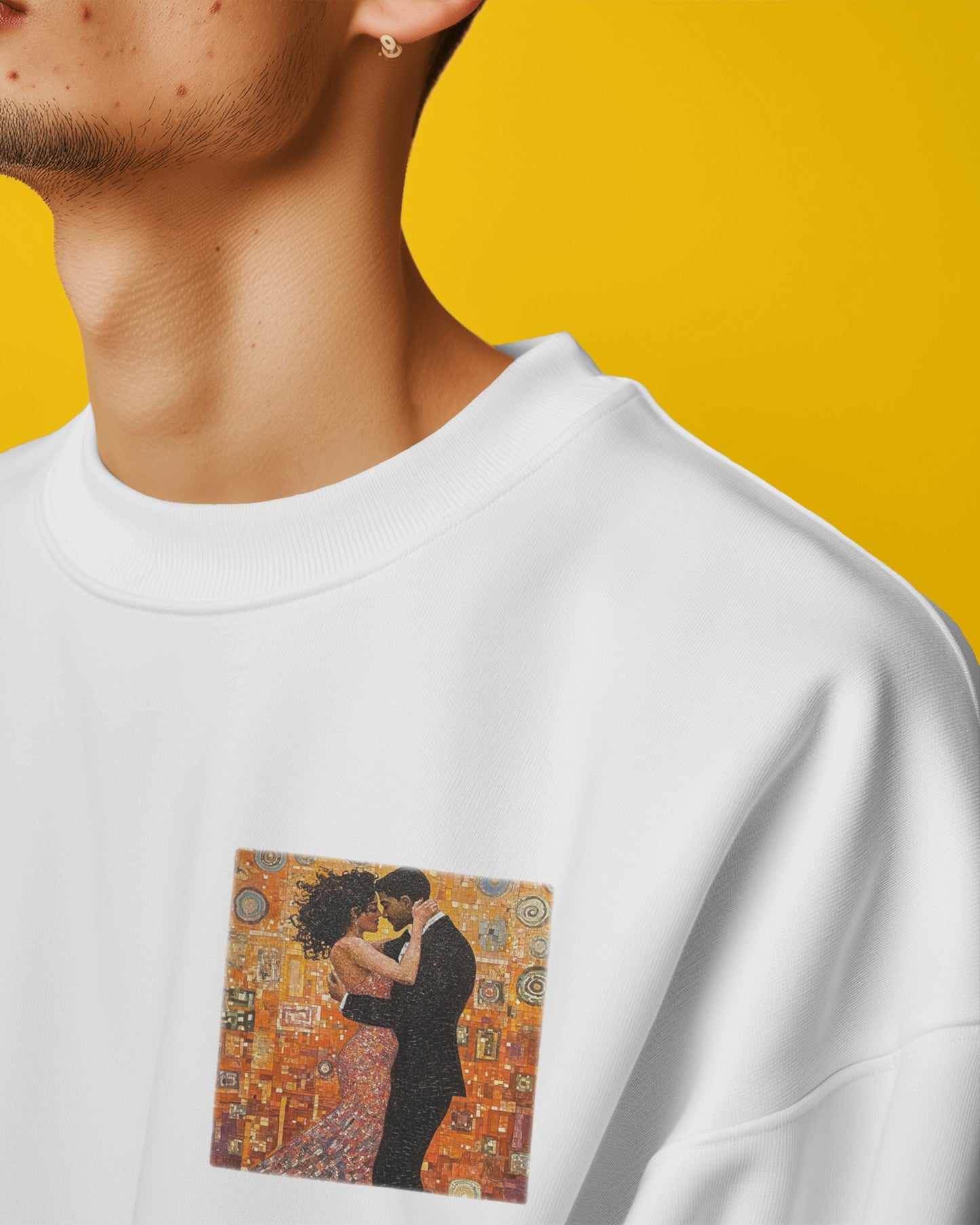 Amber Embrace Art Sweatshirt | Klimt Inspired Latin Dance | Salsa Bachata | Unisex Crewneck | Dance Practice Wear | BailaFashion Streewear