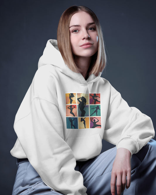 Dance Silhouette Hoodie | Colorful Latin Dance Art | Salsa Bachata Dancer Grid Design | Vibrant Dance Silhouettes | BailaFashion Lifestyle