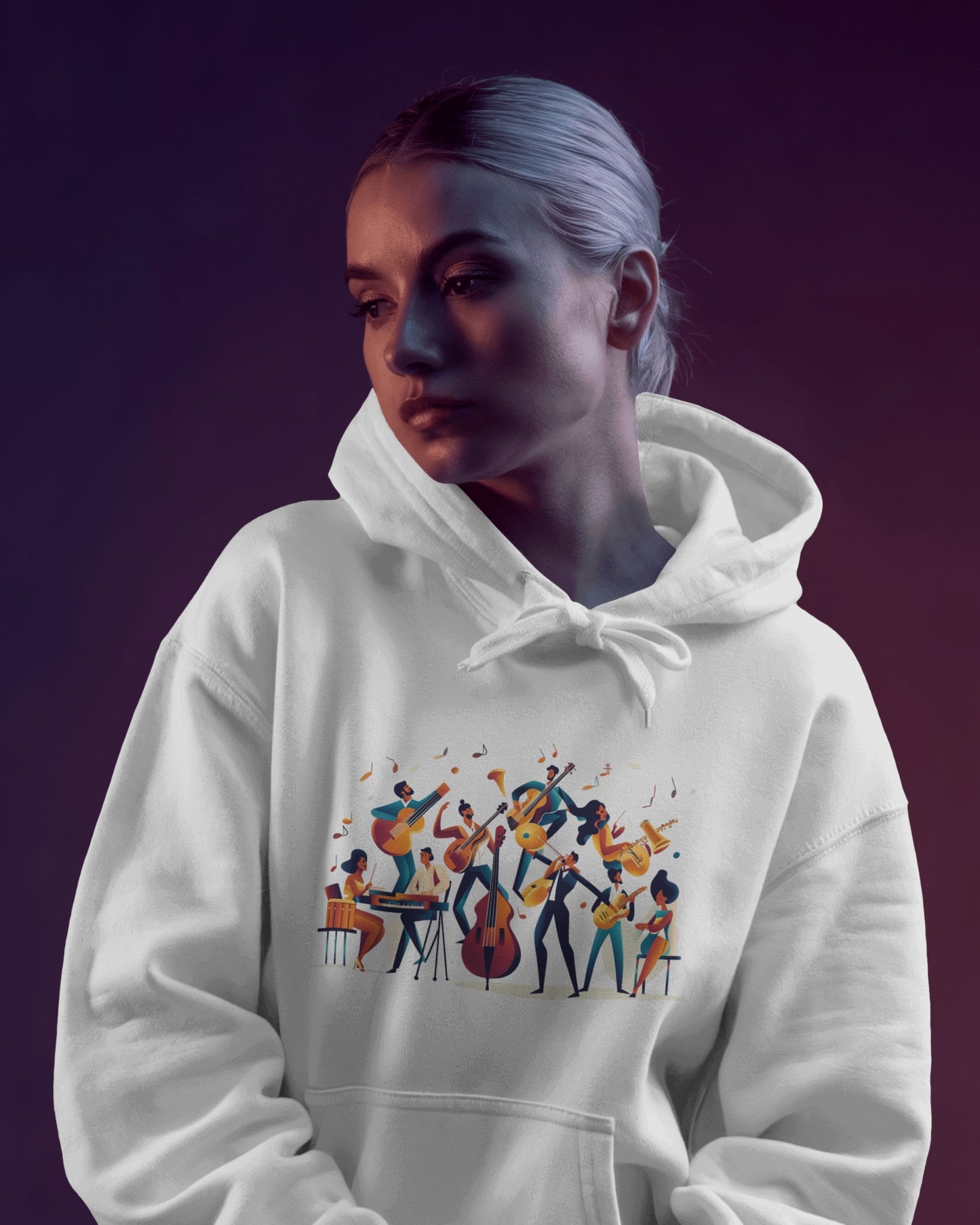 Salsa Orchestra Band Hoodie | Modern Music Art | Latin Jazz Illustration | Musician Dancer Gift | BailaFashion Comfy Casual Couple Wear