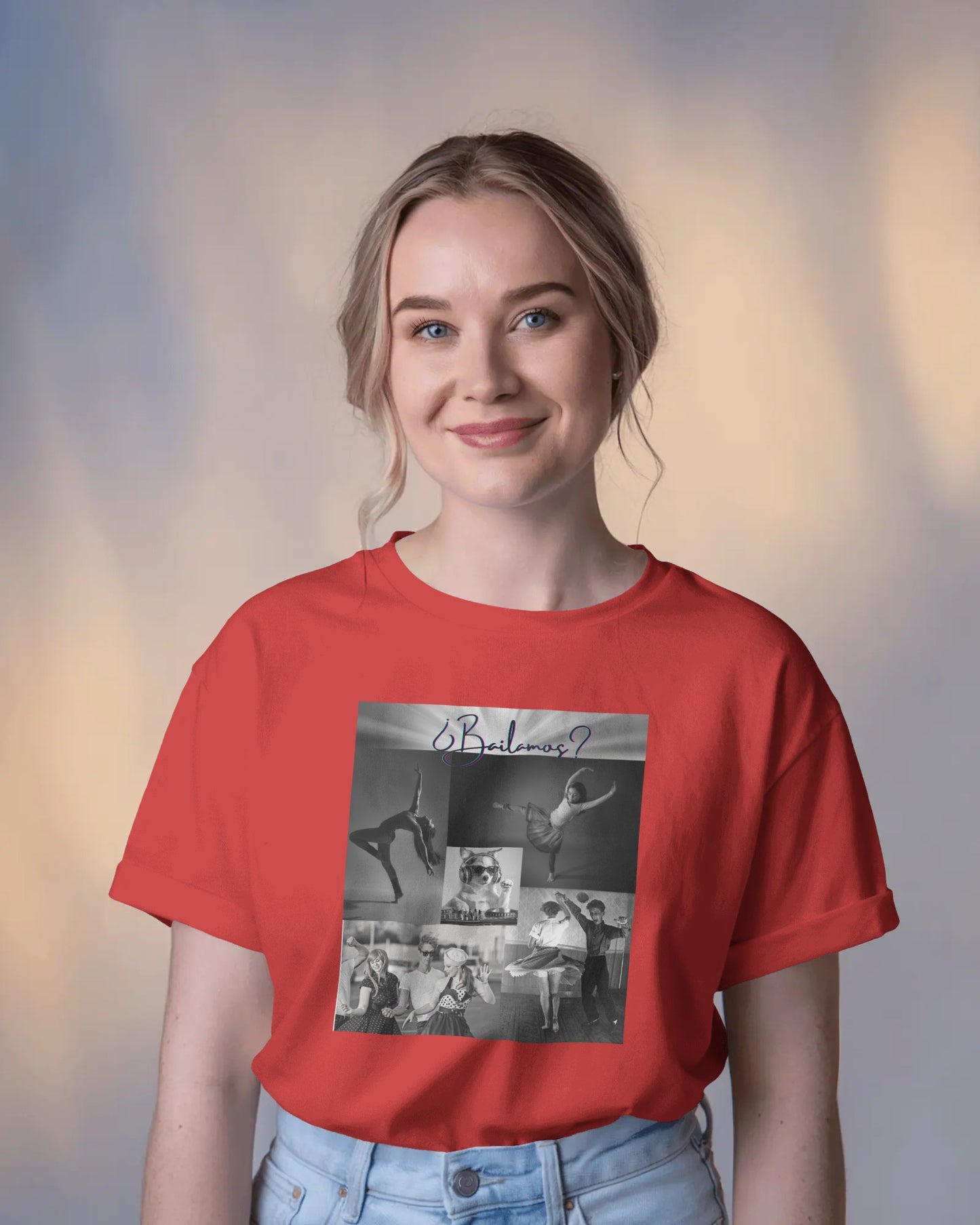 Bailamos Dance Collage T-shirt | DJ Dog Latin Dance Scenes | Salsa Bachata Vintage Dancer Gift | BailaFashion Dance Lifestyle | Practice Tee