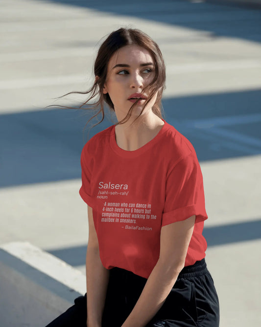 SALSERA Definition T-Shirt | Funny Salsa Dance Tee | High Heels vs Sneakers | Latin Dancing Humor | Women's Dancer Gift | Studio Daily Wear