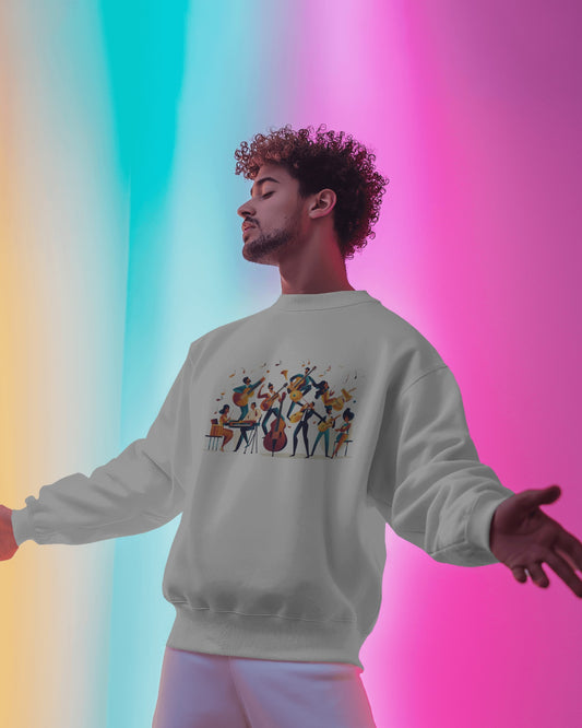 Salsa Orchestra Band Sweatshirt | Modern Music Art | Latin Jazz Illustration | Musician Dancer Gift | BailaFashion Comfy Couple Casual Wear